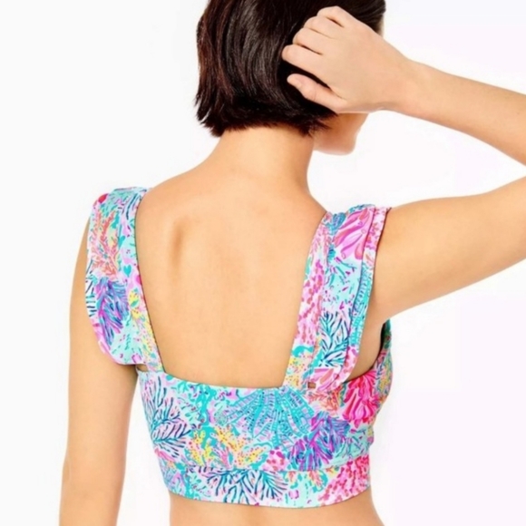 Lilly pulitzer sucre Ruffle Sports Bra Medium (crop top/ workout top) New! - Picture 11 of 13